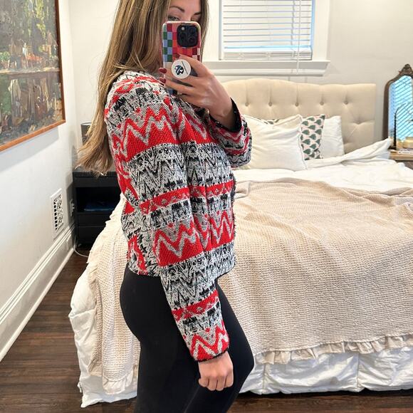 IRO Kroe Red Tweed Tapestry Short Cropped Jacket Small - Picture 4 of 12